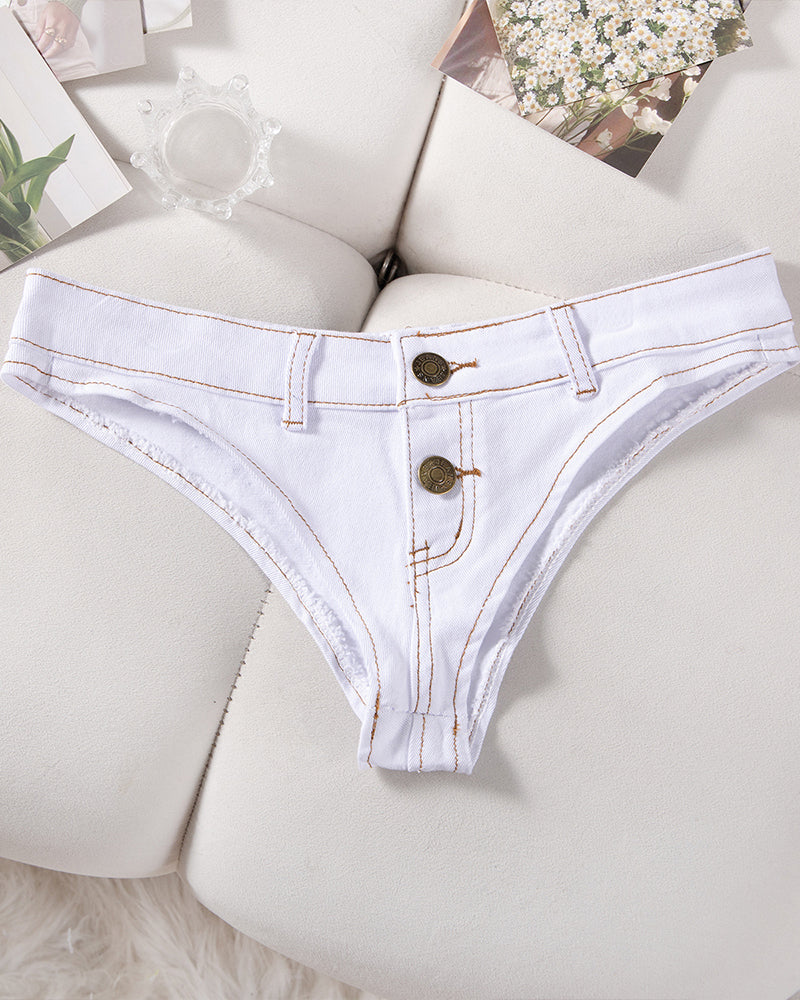 Women's Denim Thong Low Rise Panties