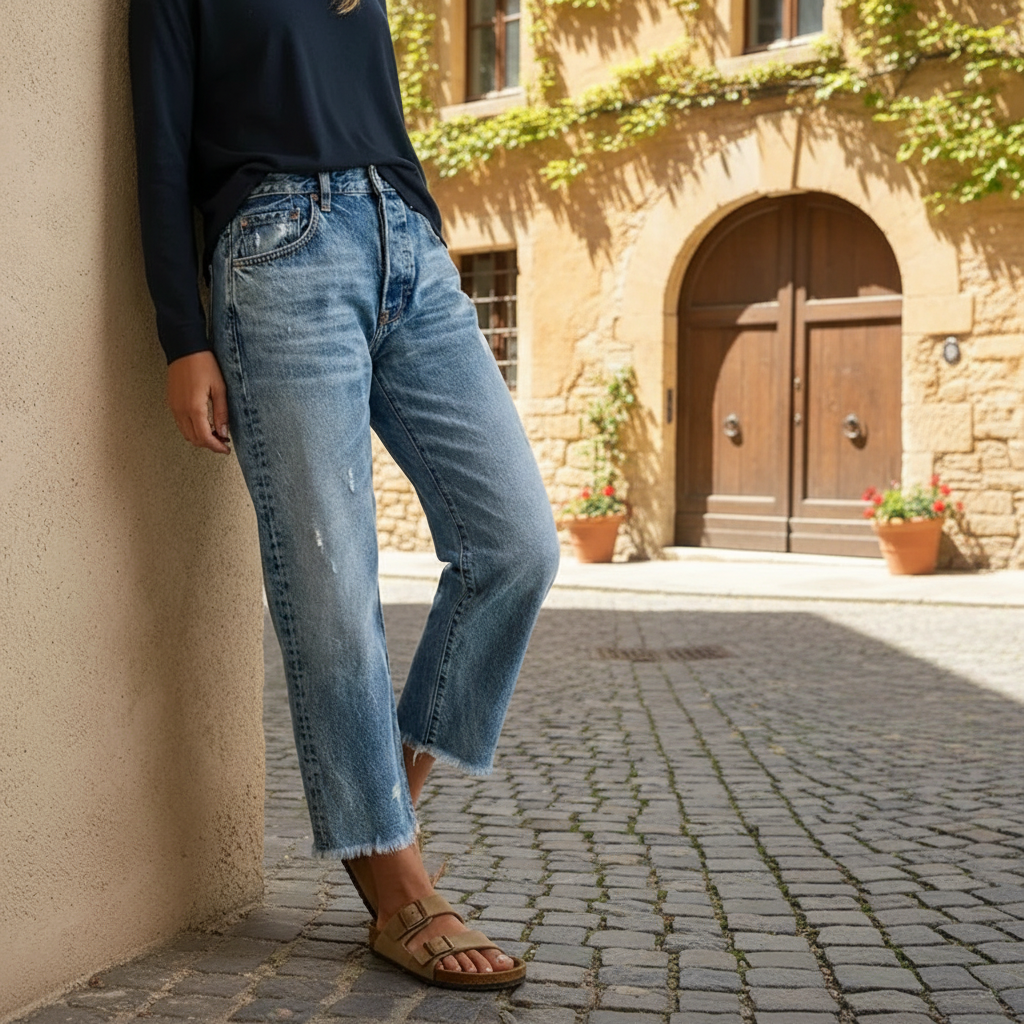 Retro Cropped Straight Fit Jeans For Casual Everyday Wear