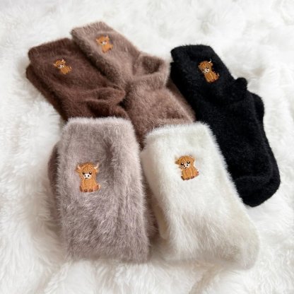 💕Warm Winter Sale 49% Off🐮Fuzzy Highland Cow Socks