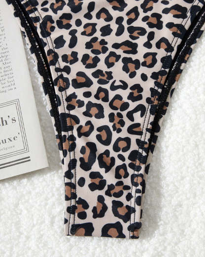Retro Floral Leopard Print Beach Vacation Bikini