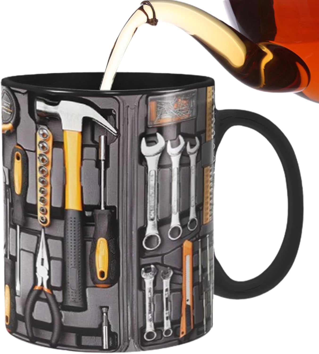 Tool Box Mechanic Mugs Funny Black Mechanic Toolbox Set Coffee Mug Auto Mechanic Ceramic Coffee Mugs Gifts for Him, Husband, Machinist, for Dad