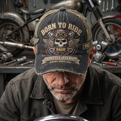 Vintage Rider Skull Classic Cap - Personalized Gifts