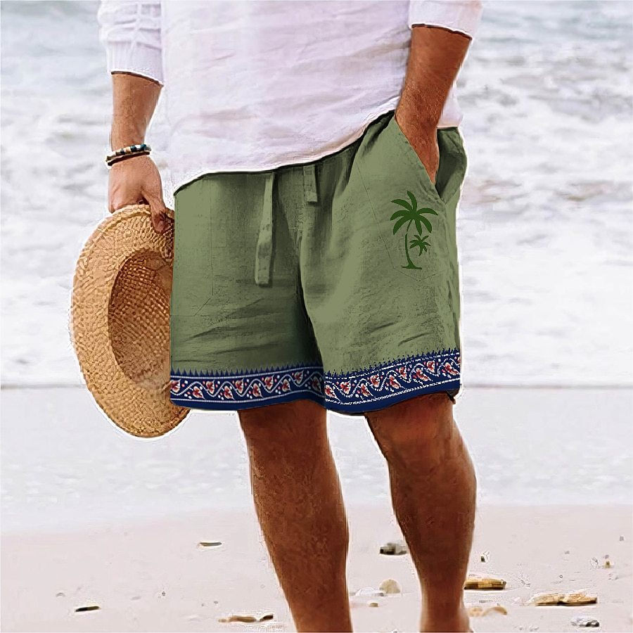 Summer Shorts with Palm Embroidery
