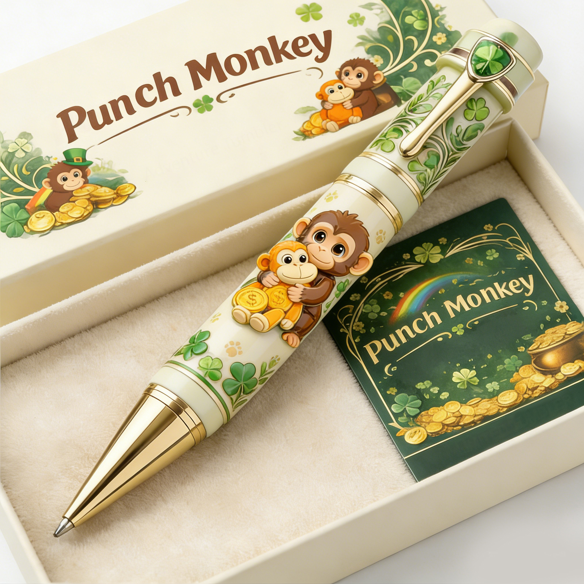 🖋️Punch Monkey Lucky Clover Adventure Ballpoint Pen – Limited Edition 🐵🍀