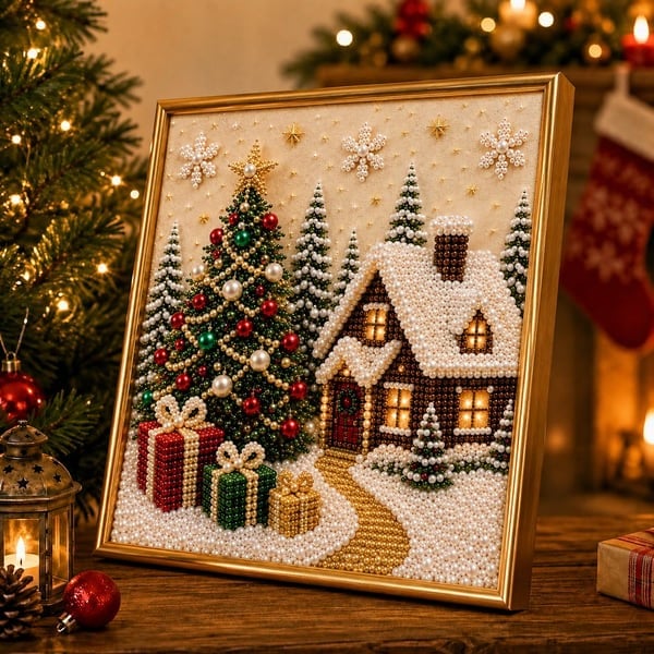 🎄 Early Christmas Pre-Sale 49% OFF – Premium 3D Pearl Christmas Diamond Painting Art Kit | Beads DIY Holiday Decor 🎅⛄️❄️