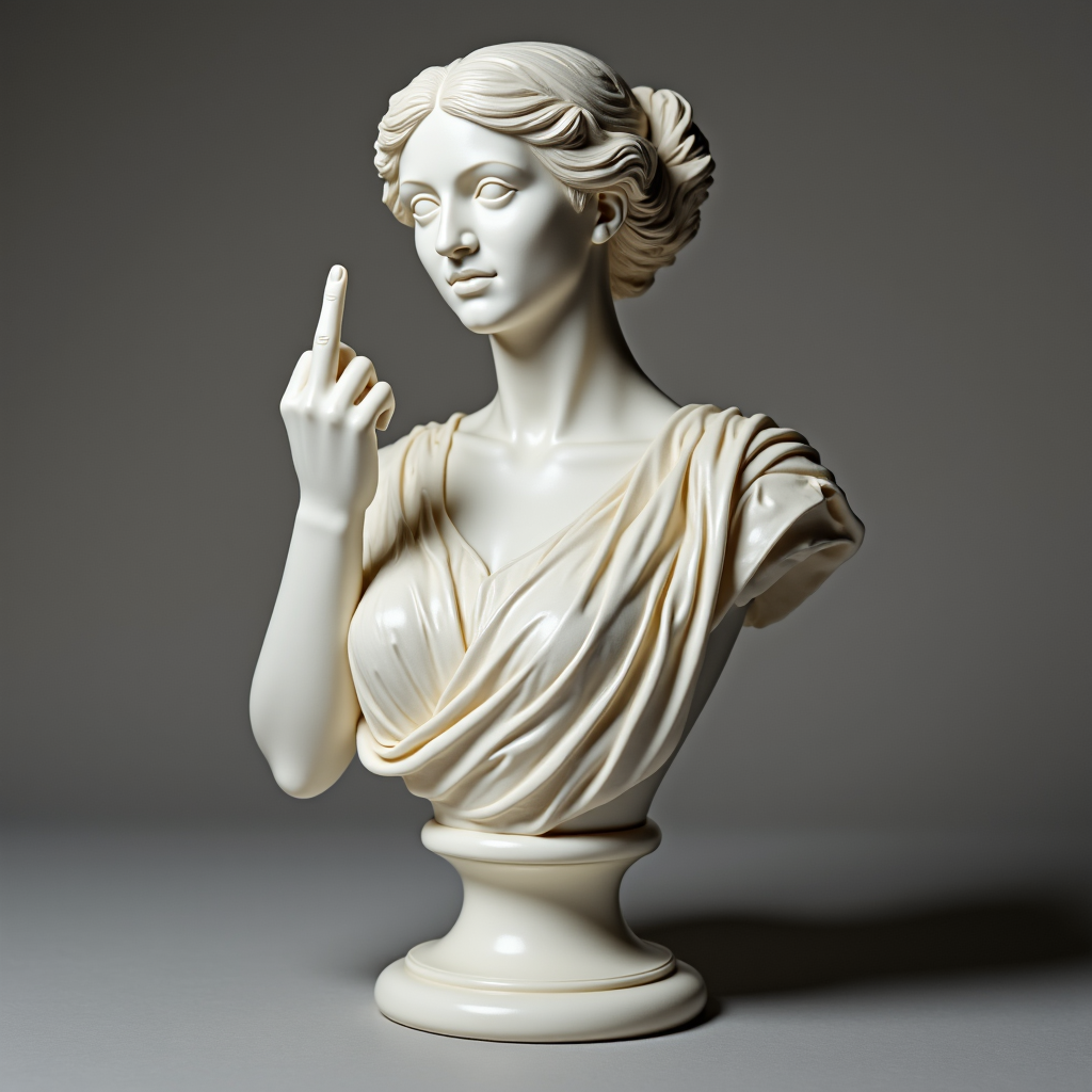 Venus with Attitude: The Middle Finger Statue - Bold Art for Modern Rebels