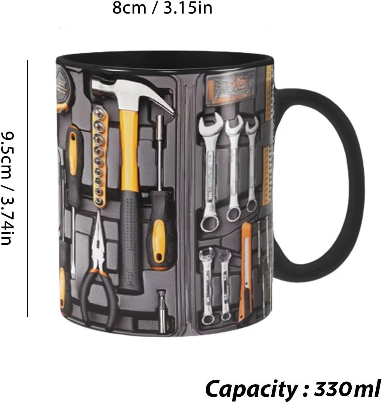 Tool Box Mechanic Mugs Funny Black Mechanic Toolbox Set Coffee Mug Auto Mechanic Ceramic Coffee Mugs Gifts for Him, Husband, Machinist, for Dad