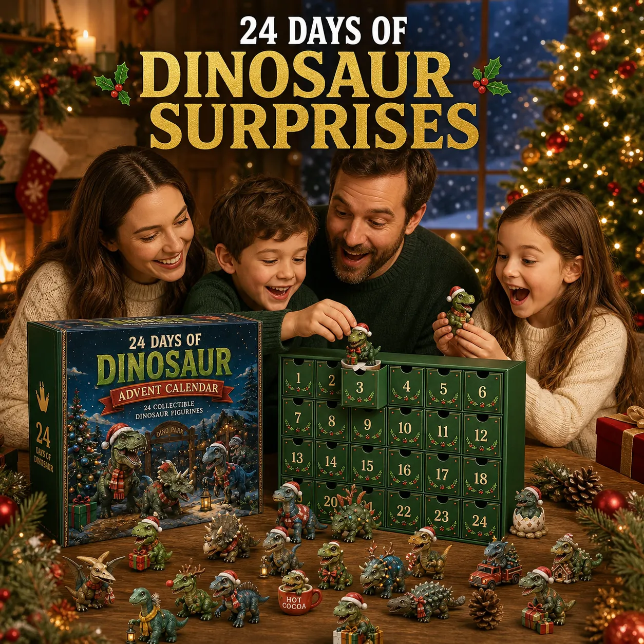 🦖 24 Days of Dinosaur Christmas Advent Calendar 2026 – 24 Collectible Dino Surprises