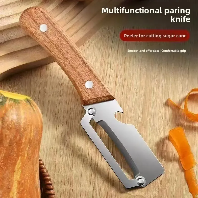 Kitchen Multi-Function Stainless Steel Thickened Fruit Peeler Knife for Sugar Cane and Pineapple Skin Removal Special Tool