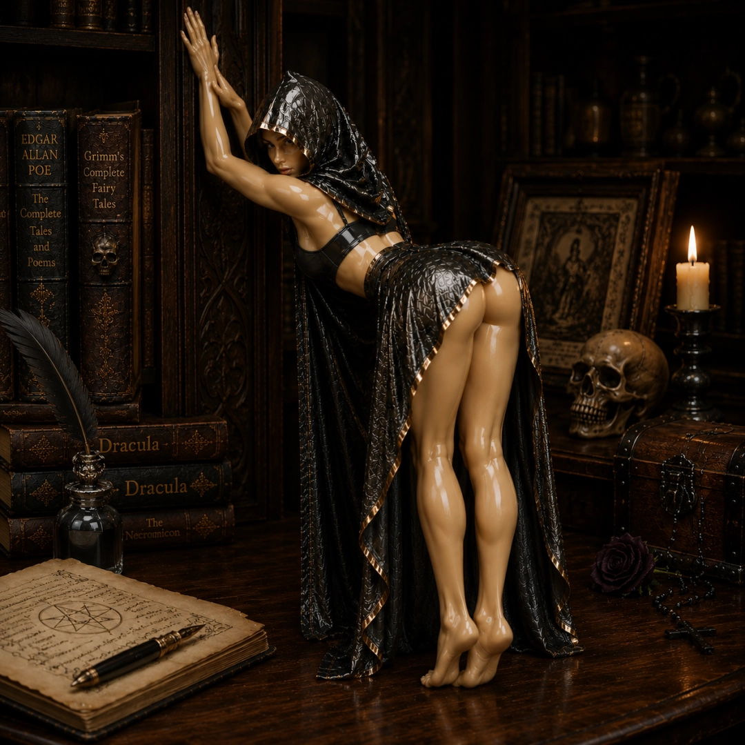 The Forbidden Library Sorceress – Dark Academia Gothic Resin Statue Decor