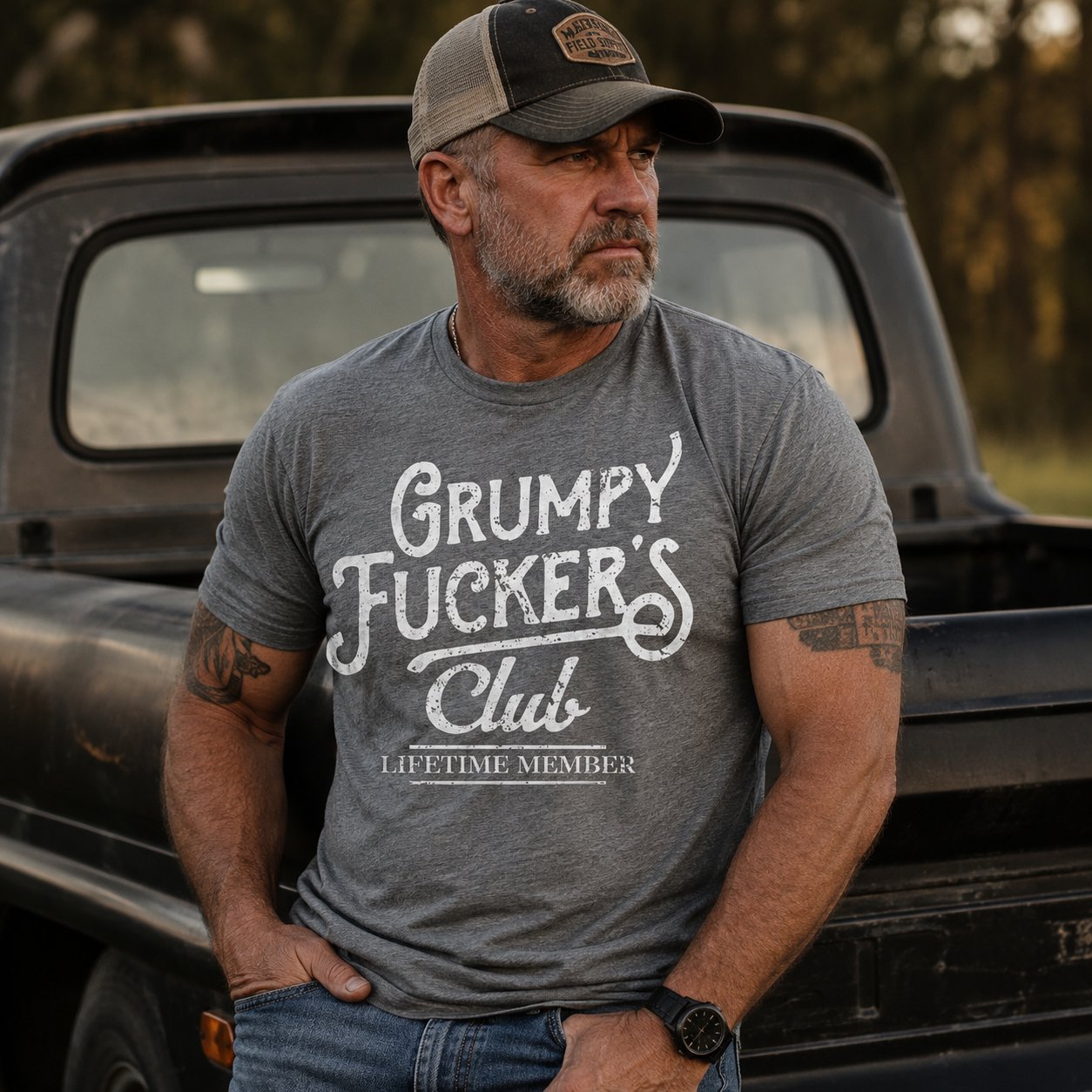 Grumpy F*ckers Club Sarcastic Graphic Novelty Tee For Men - 100% Cotton 