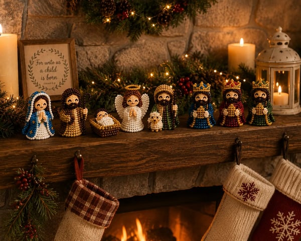 ✝️3D Beaded Nativity Collection DIY Kit – Handmade Christmas Faith Craft Set (8-Piece Set)