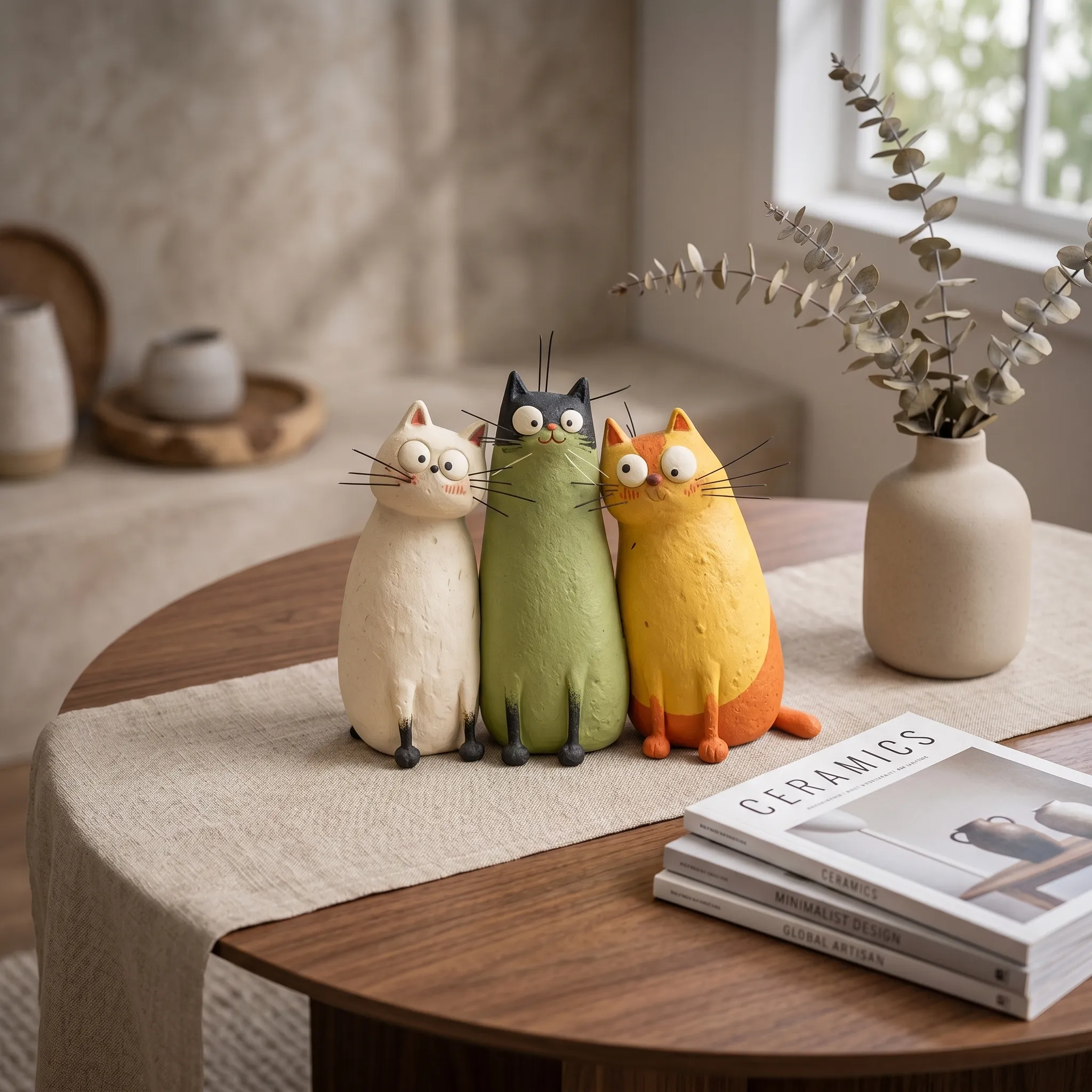 🐱Handmade Cat Figurine – Cute Artistic Desktop Decoration 💙
