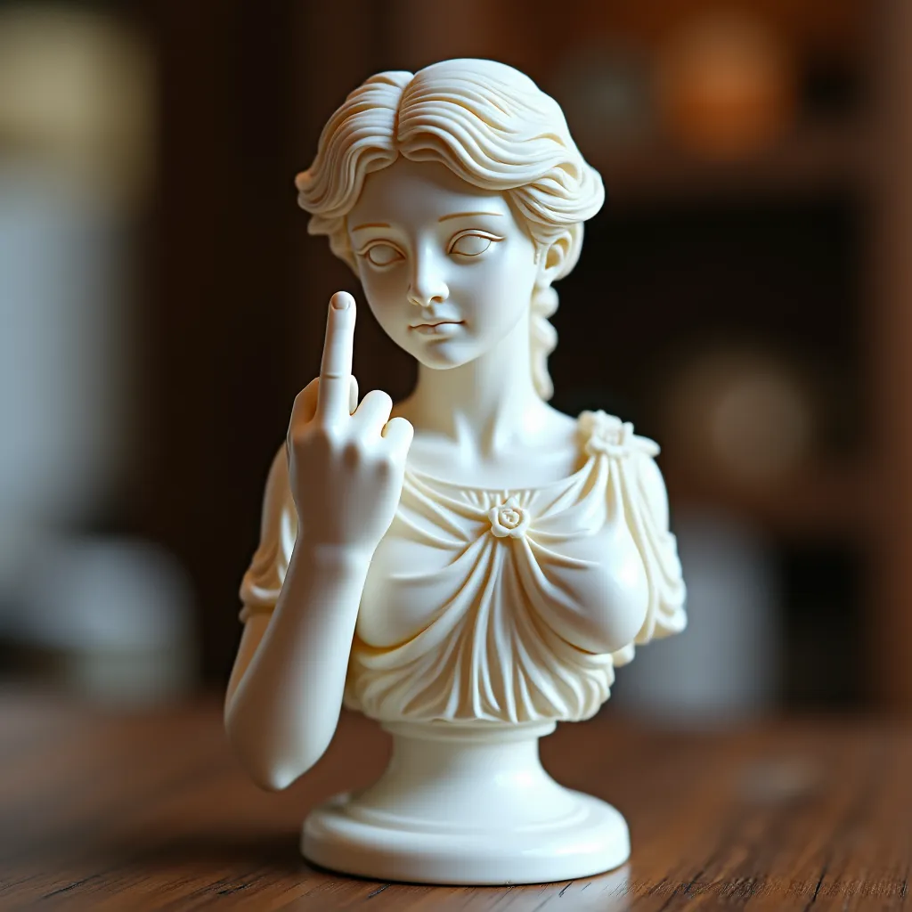 Venus with Attitude: The Middle Finger Statue - Bold Art for Modern Rebels