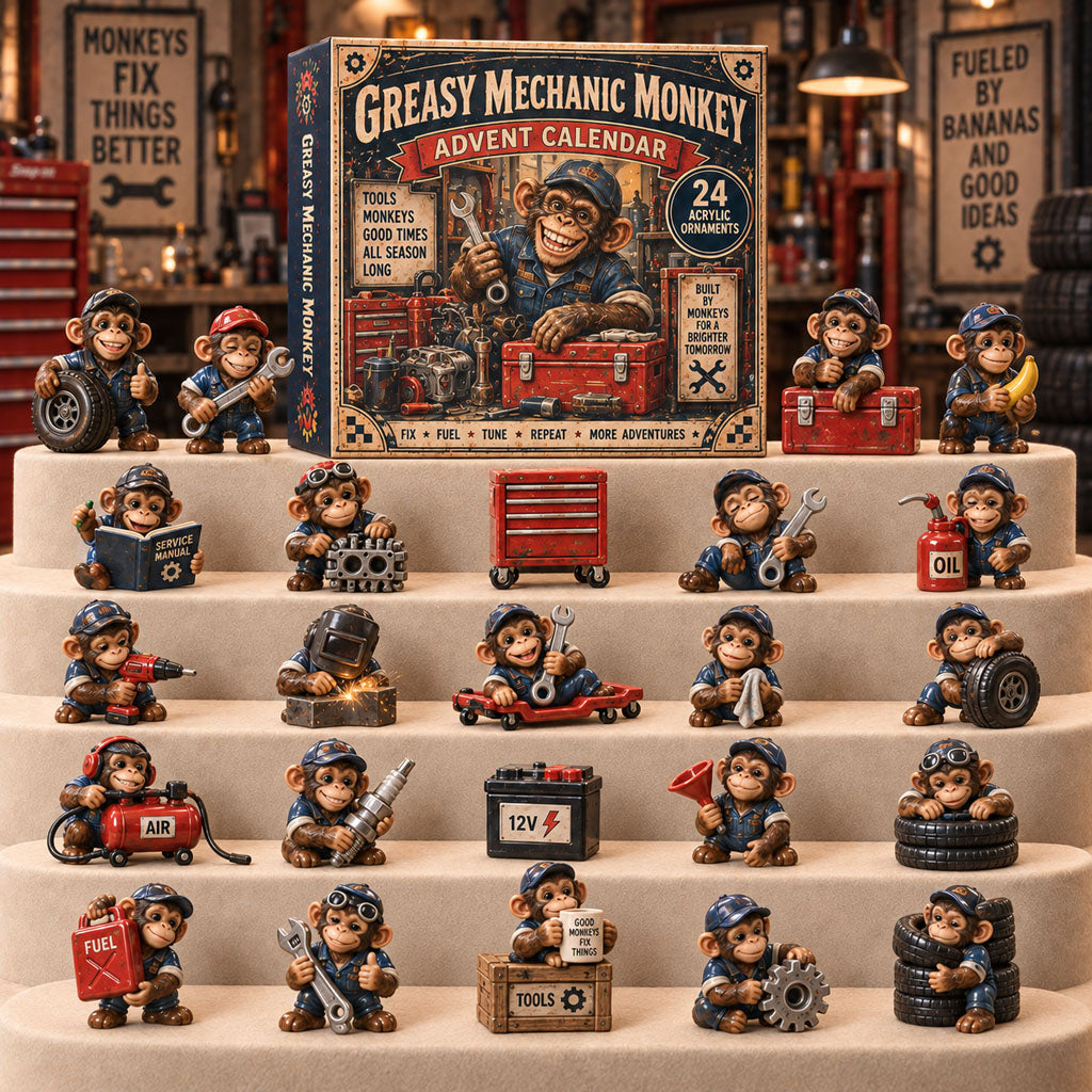 CHRISTMAS KICKOFF 40% OFF - Greasy Mechanic Monkey Advent Calendar 2026 - 24-Day Festive Countdown