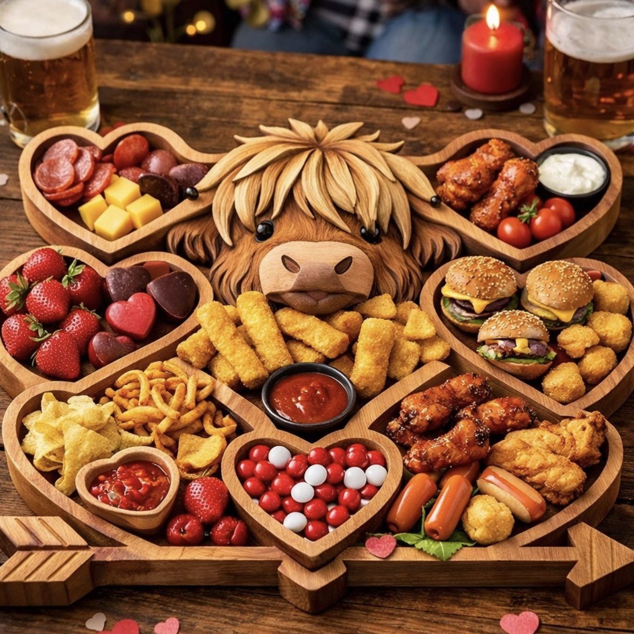 🐮 Highland Cow Wooden Charcuterie Board