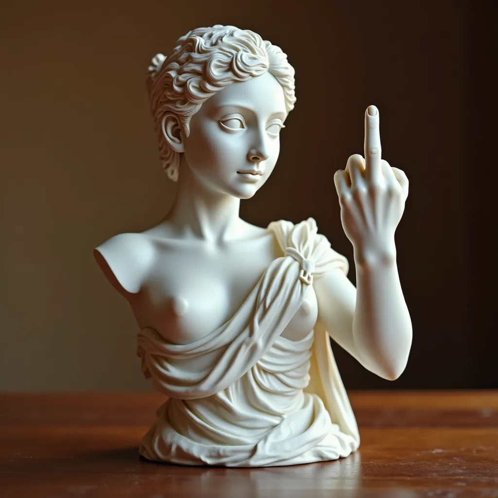 Venus with Attitude: The Middle Finger Statue - Bold Art for Modern Rebels