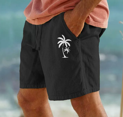 Summer Shorts with Palm Embroidery