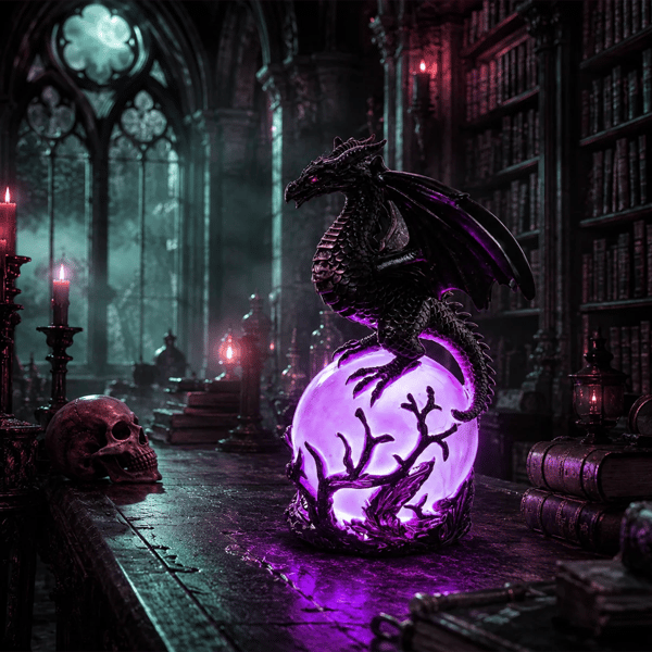 🔮🐉Gothic Dragon LED Crystal Ball Lamp for Dark Aesthetic Decor
