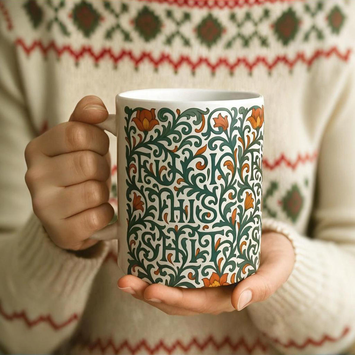 Vintage Floral "F*ck This Shit" Hidden Message Mug – The Classy Way to Vent