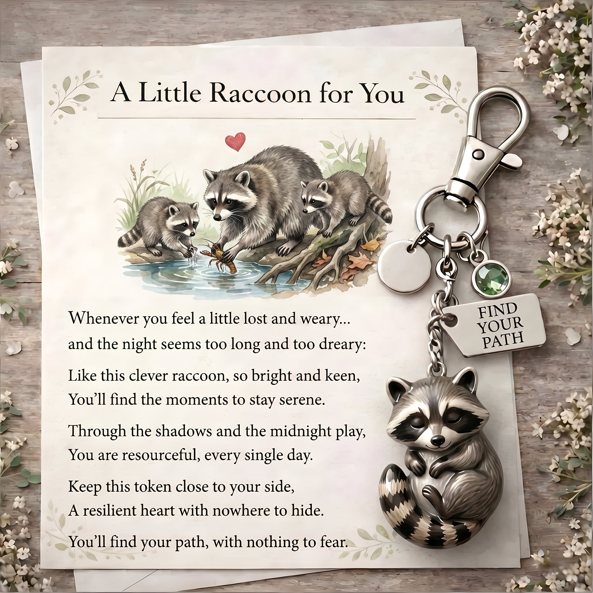🦝 Still Hanging On Trash Panda Keychain & Keepsake Card Set | The Perfect Encouragement Gift 💖