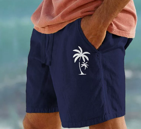 Summer Shorts with Palm Embroidery