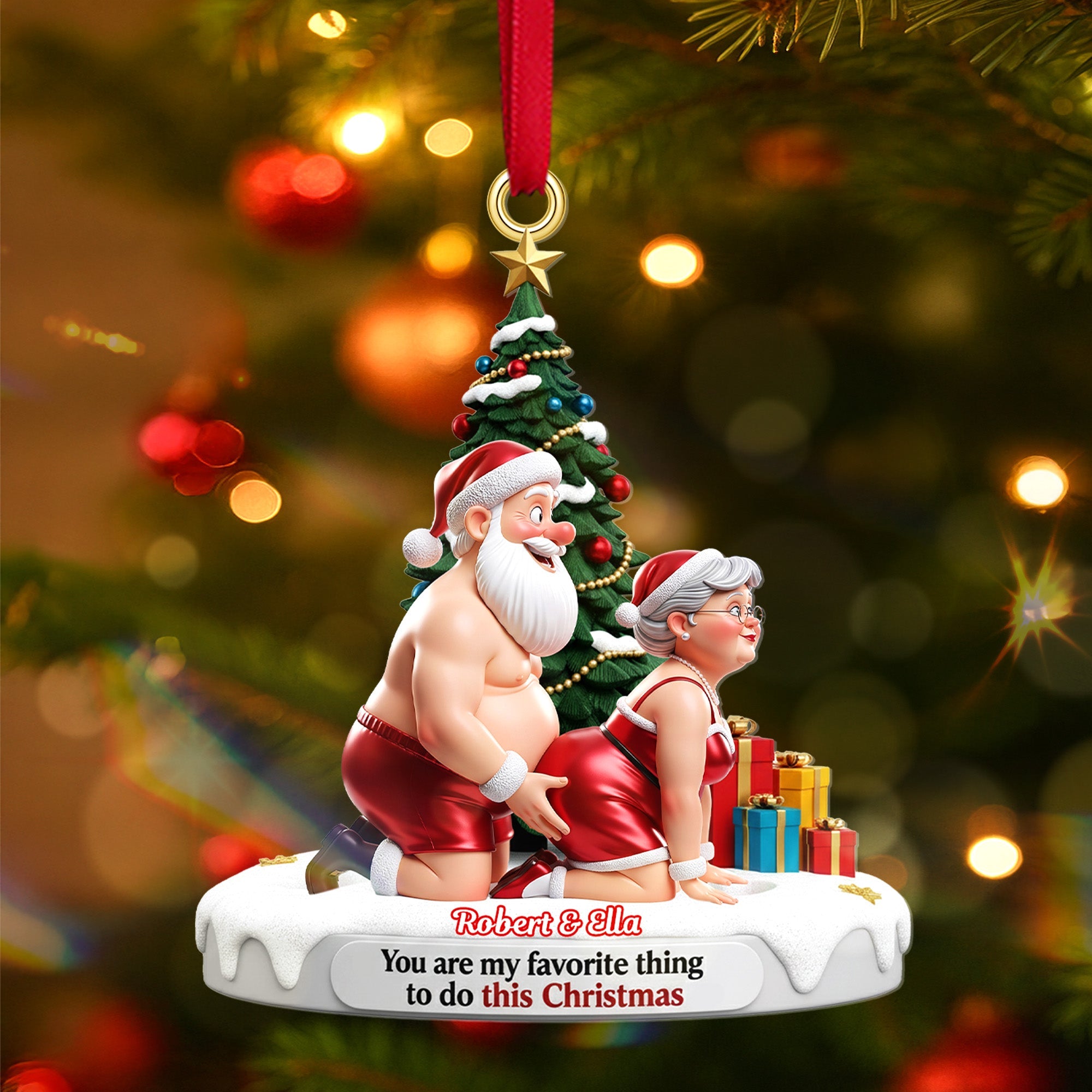 Old Naughty Couple Ornament - Personalized Gifts For Couple Christmas Ornament