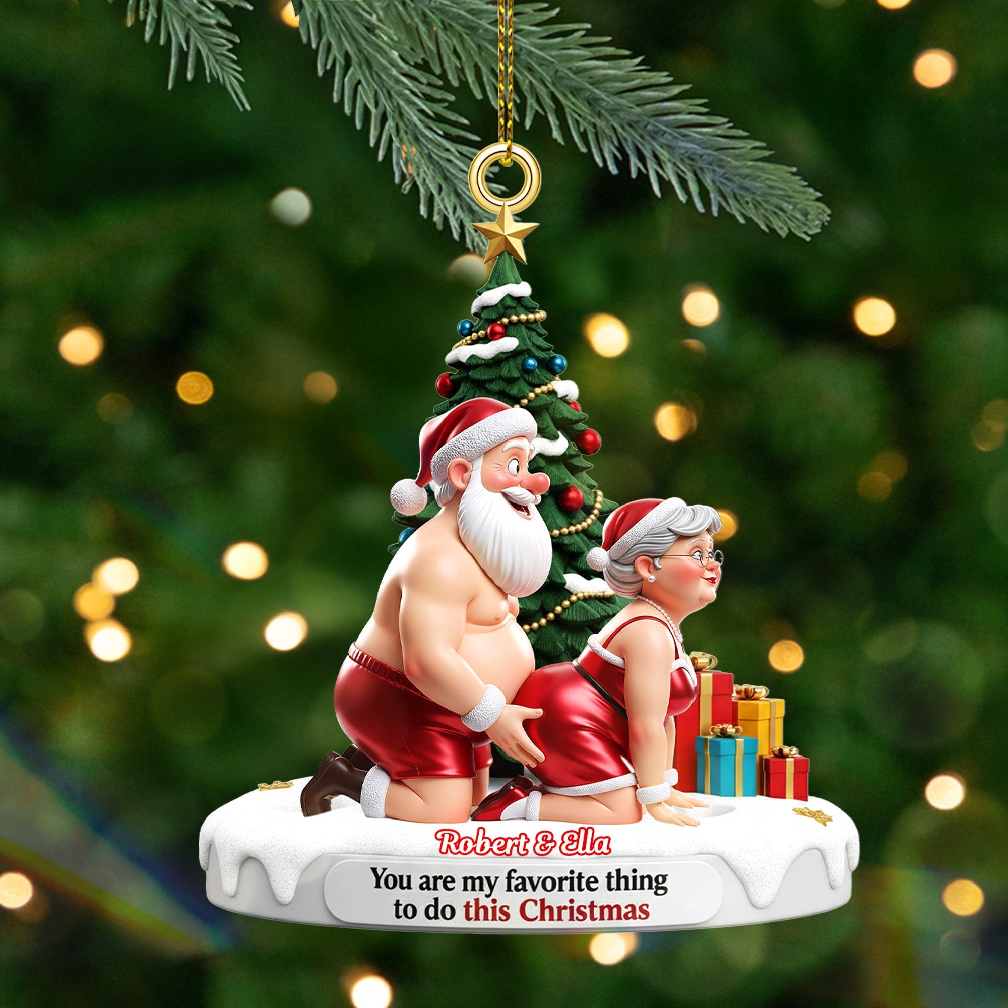 Old Naughty Couple Ornament - Personalized Gifts For Couple Christmas Ornament