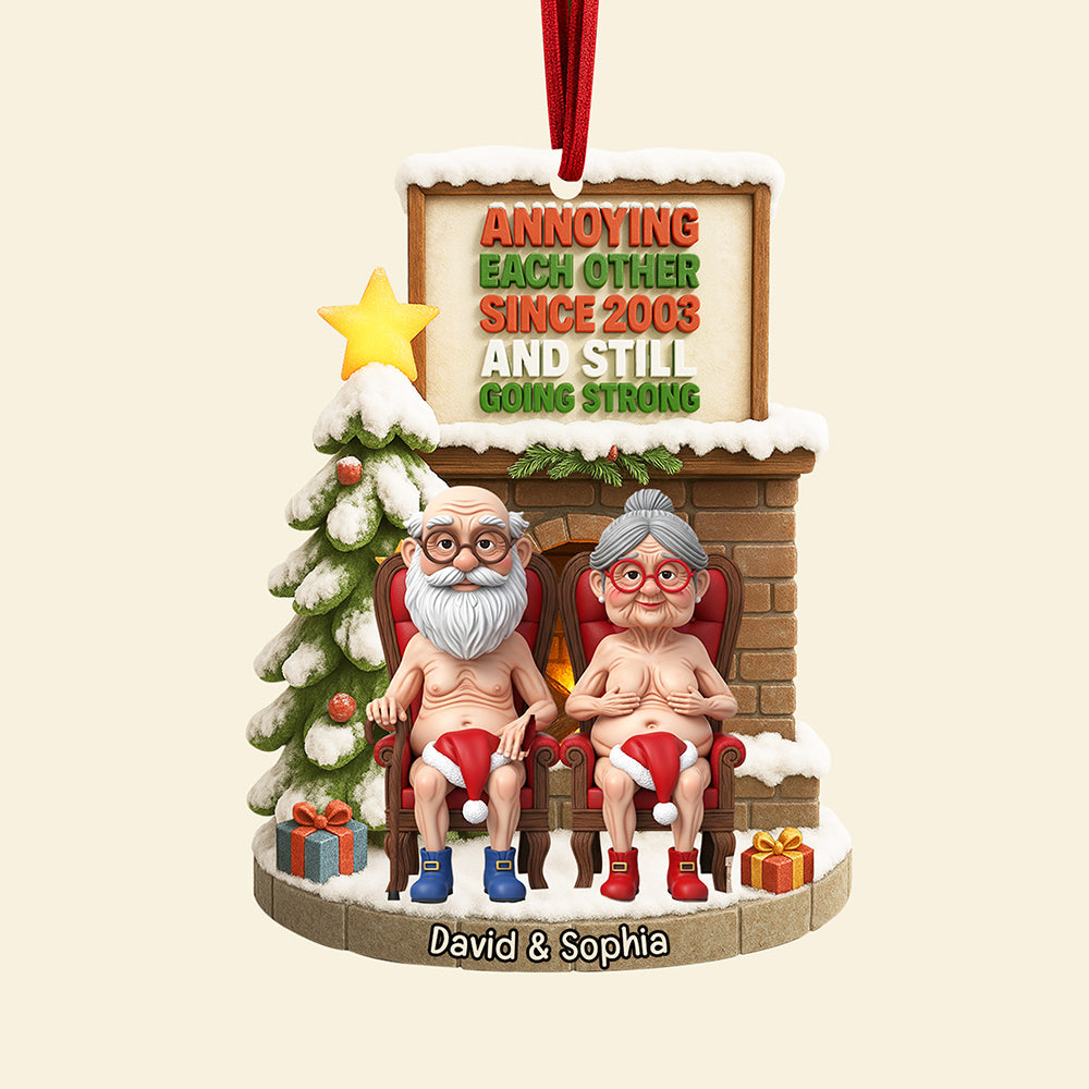 Naughty Old Couple Christmas Ornament - Personalized Gifts For Couple