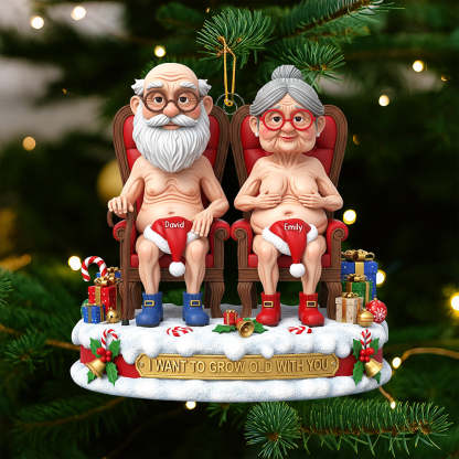 Naughty Old Couple Christmas Ornament - Personalized Gifts For Couple