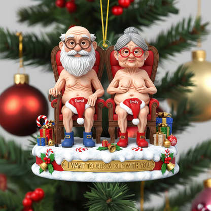 Naughty Old Couple Christmas Ornament - Personalized Gifts For Couple
