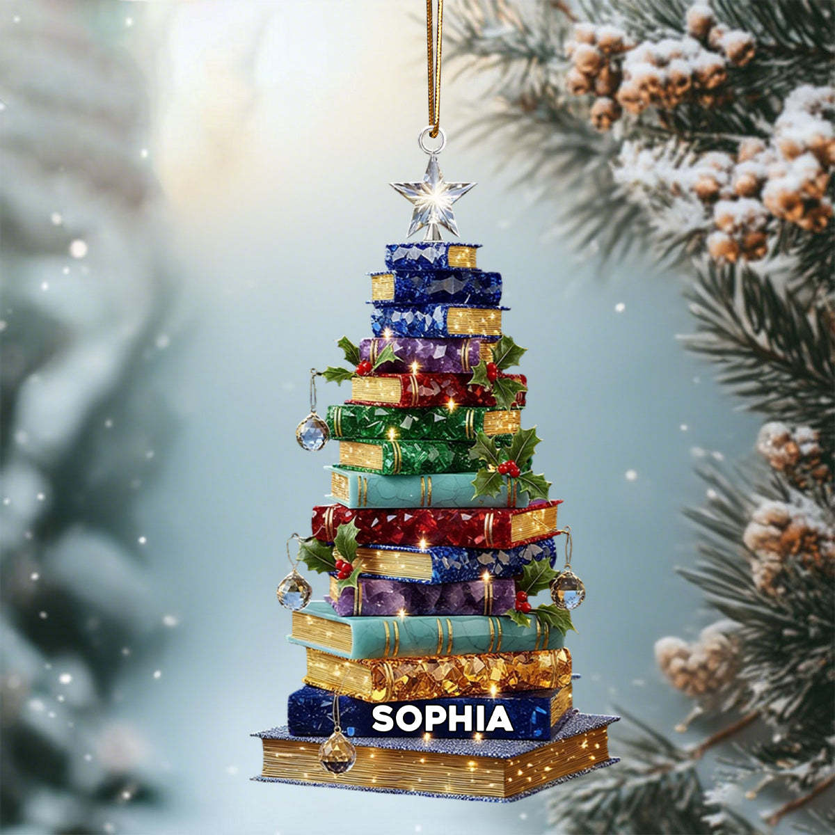 Christmas Book Tree Personalized Ornament