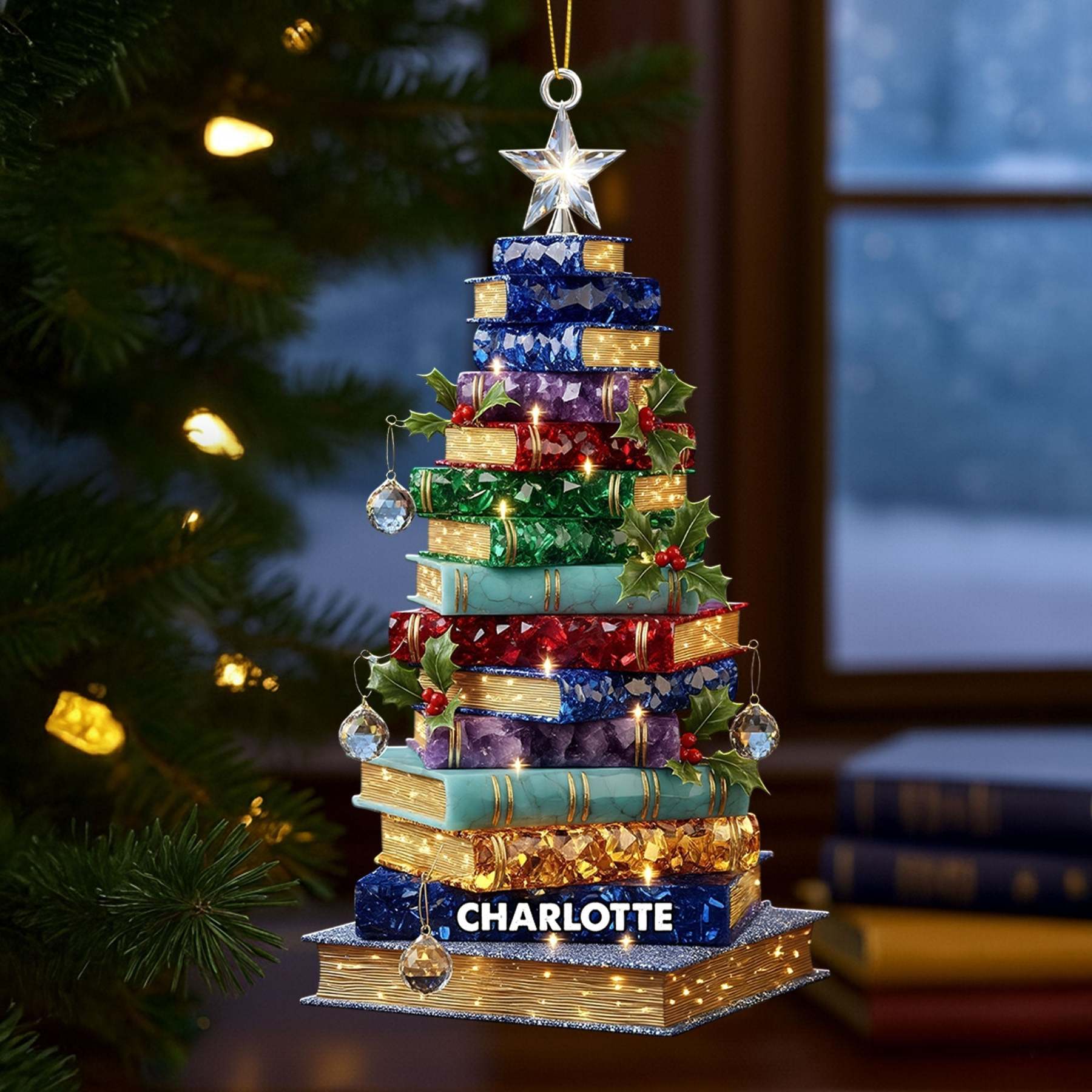 Christmas Book Tree Personalized Ornament