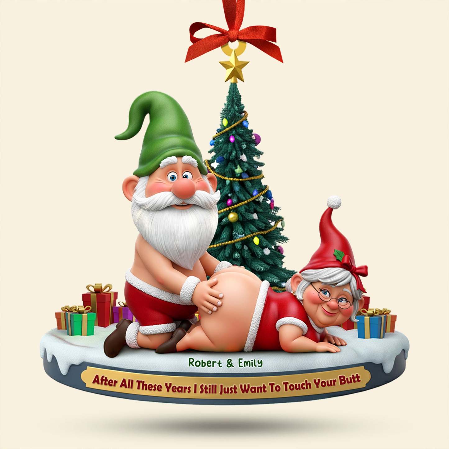 Naughty Old Gnome Couple Ornament - Personalized Gifts For Couple