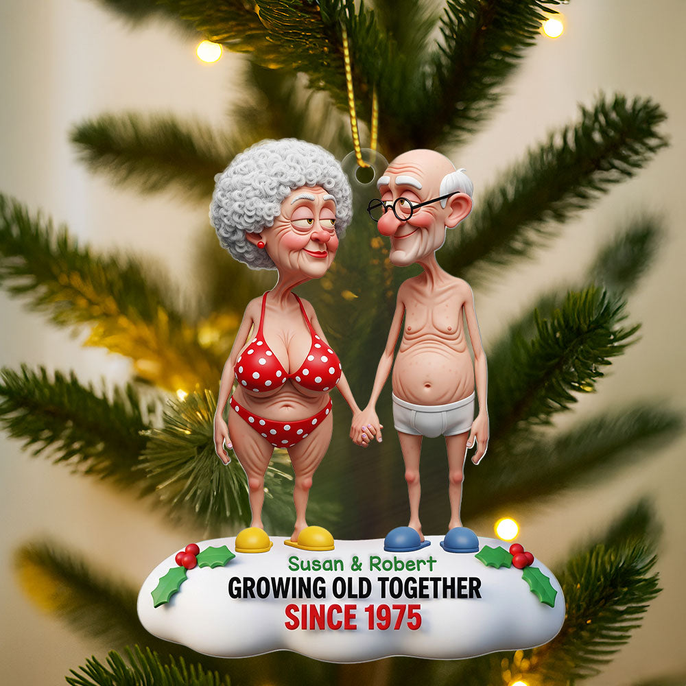 Funny Old Couple Ornament - Personalized Gifts For Couple