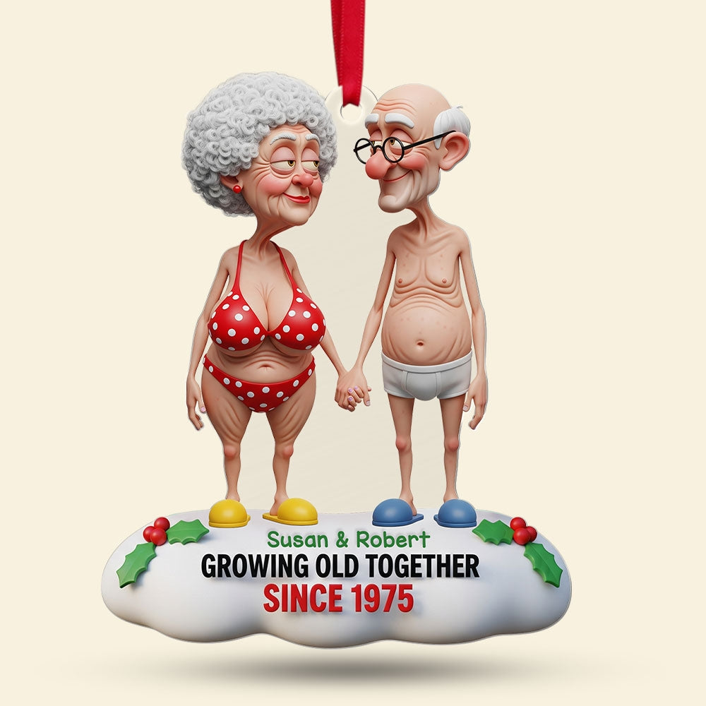 Funny Old Couple Ornament - Personalized Gifts For Couple