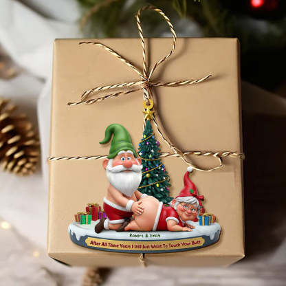 Naughty Old Gnome Couple Ornament - Personalized Gifts For Couple