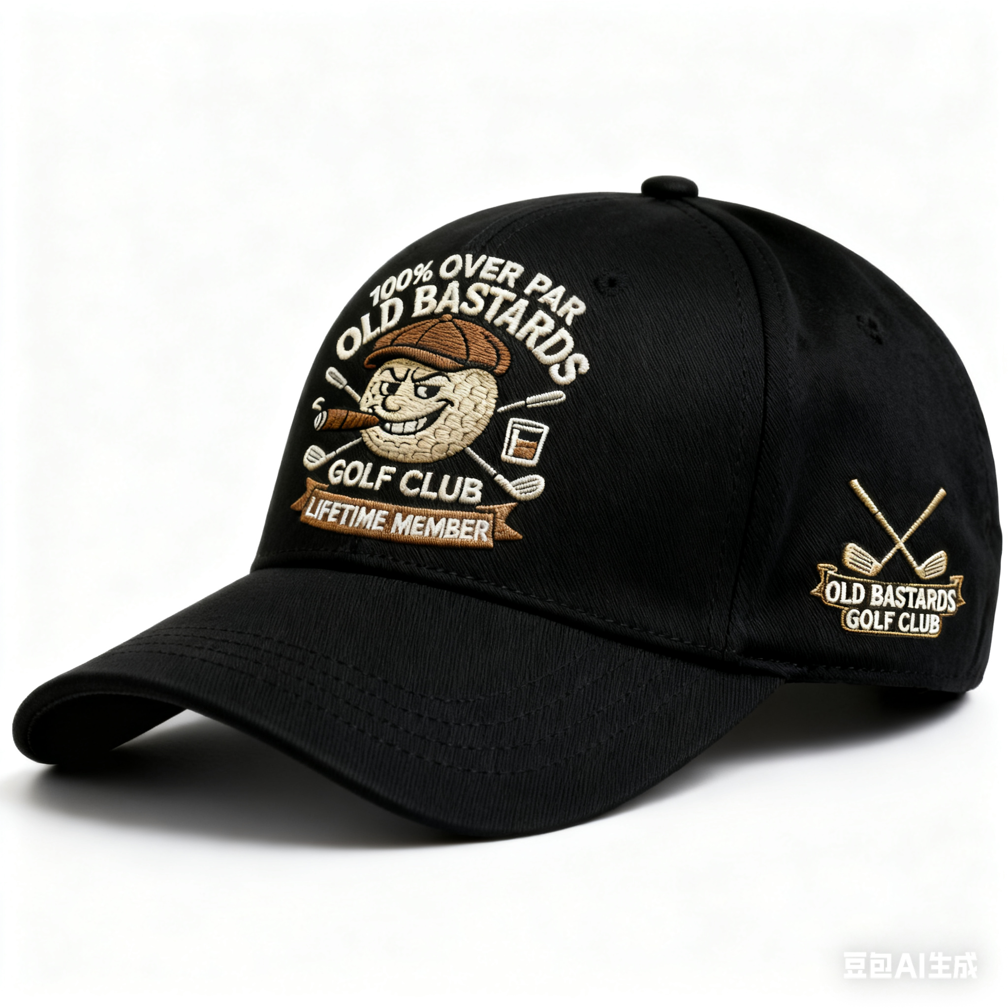 “OLD BASTARDS GOLF CLUB” Embroidered Cap — 100% Over Par, Lifetime Member Edition (BUY 2 FREE SHIPPING)