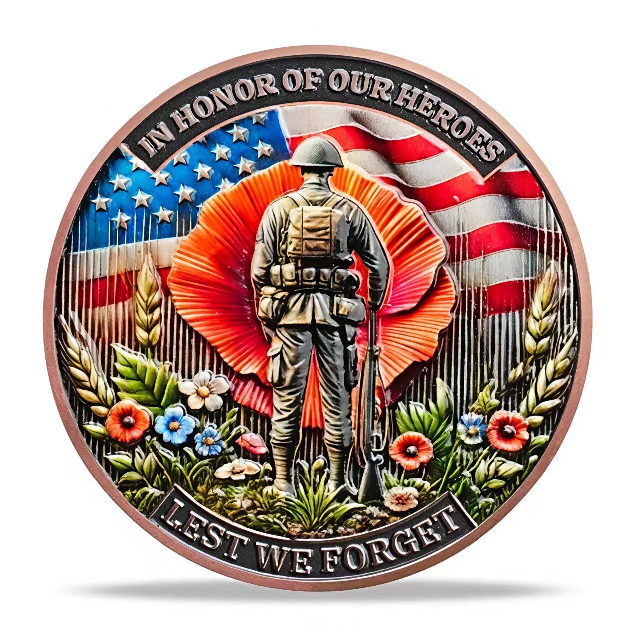 American Hero Remembrance Challenge Coin | “Lest We Forget, Some Gave All” – A Tribute to Sacrifice and Honor