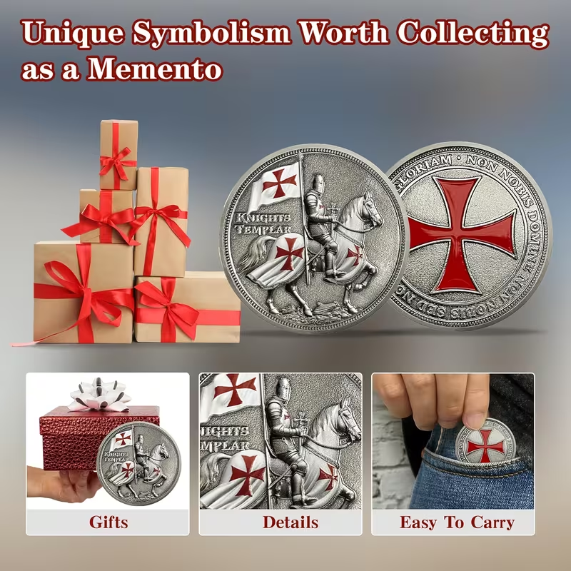 Knights Templar Commemorative Coin – Emblem of Courage, Loyalty & Fighting Spirit