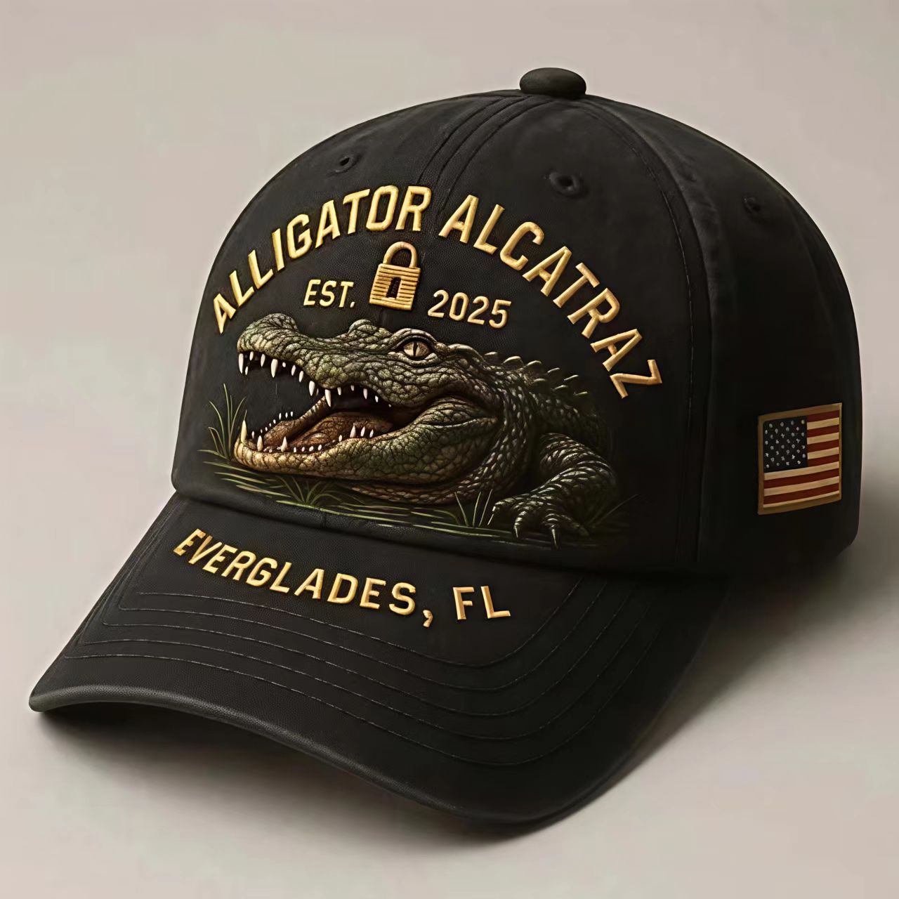 🐊 Alligator Alcatraz Embroidered Cap Collection – Florida Everglades-Inspired Vintage Style🏰
