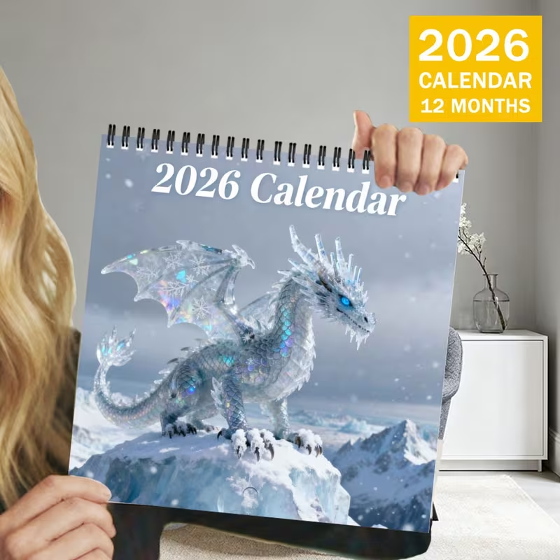 🐲2026 Dragon Fantasy Wall Calendar – Spiral Calendar with Epic Dragon Artwork | Perfect Christmas Gift for Dragon Lovers💥