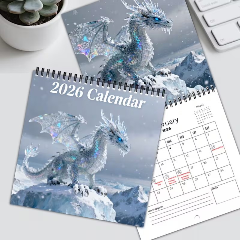🐲2026 Dragon Fantasy Wall Calendar – Spiral Calendar with Epic Dragon Artwork | Perfect Christmas Gift for Dragon Lovers💥