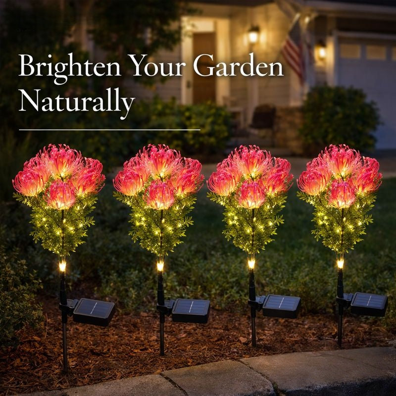 Realistic Solar Spider Mum Lights - Outdoor Memorial Garden Decor (Set of 4)