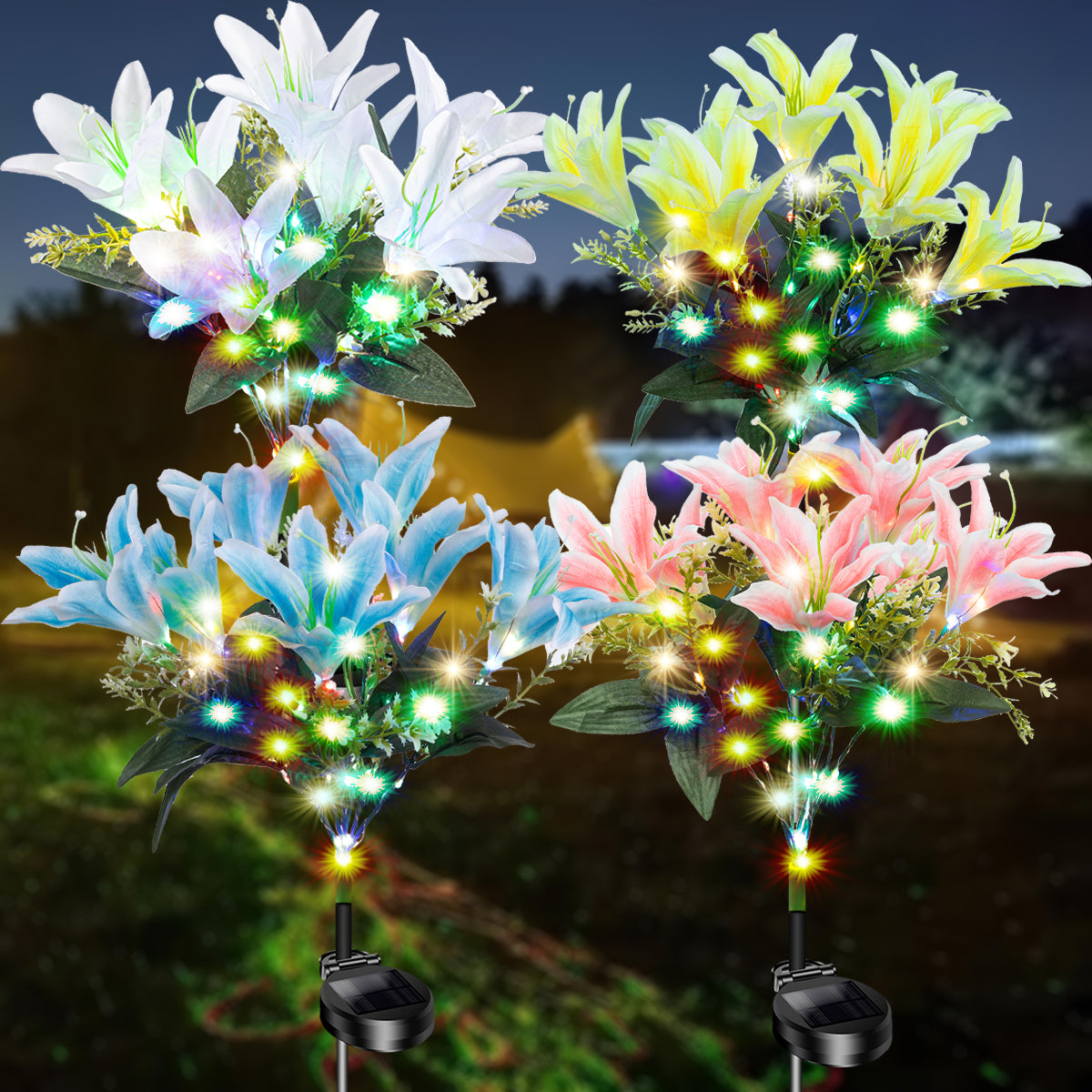 Elegant Solar Lily Garden Lights | Pure Serenity Collection (Set of 4)