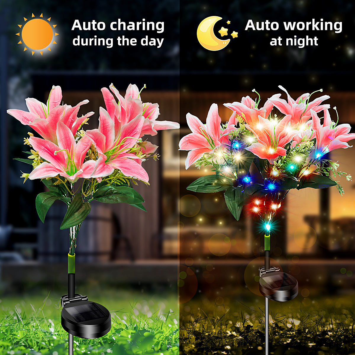 Elegant Solar Lily Garden Lights | Pure Serenity Collection (Set of 4)