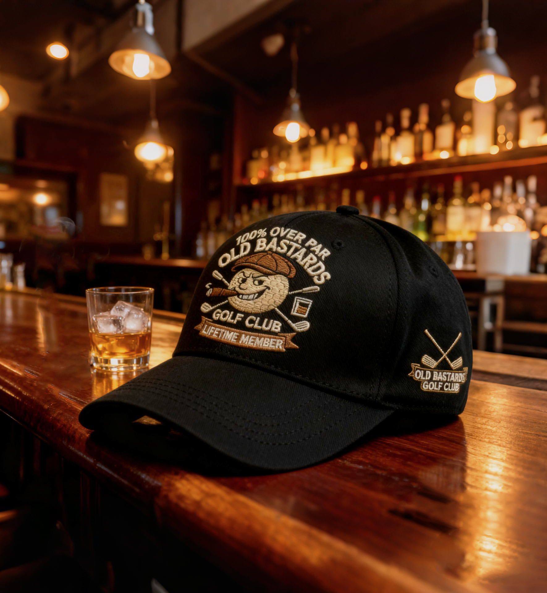 “OLD BASTARDS GOLF CLUB” Embroidered Cap — 100% Over Par, Lifetime Member Edition (BUY 2 FREE SHIPPING)