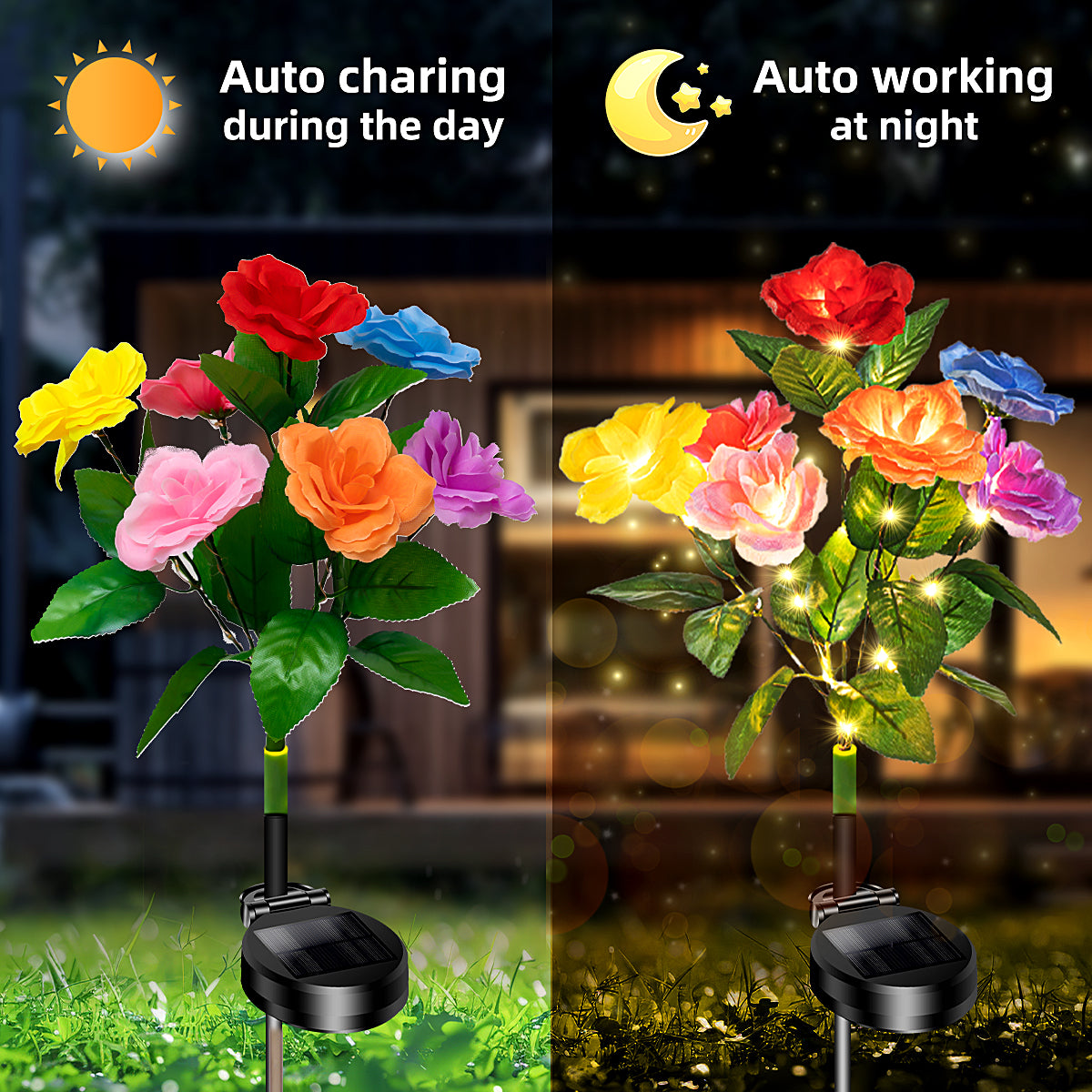 Realistic Solar Rose Garden Lights | Timeless Romance Collection (Set of 4)