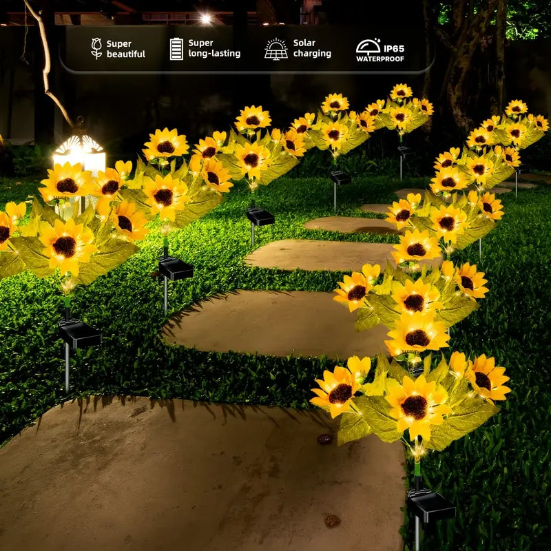 Vibrant Solar Sunflower Lights | Summer Sunshine Collection (Set of 4)