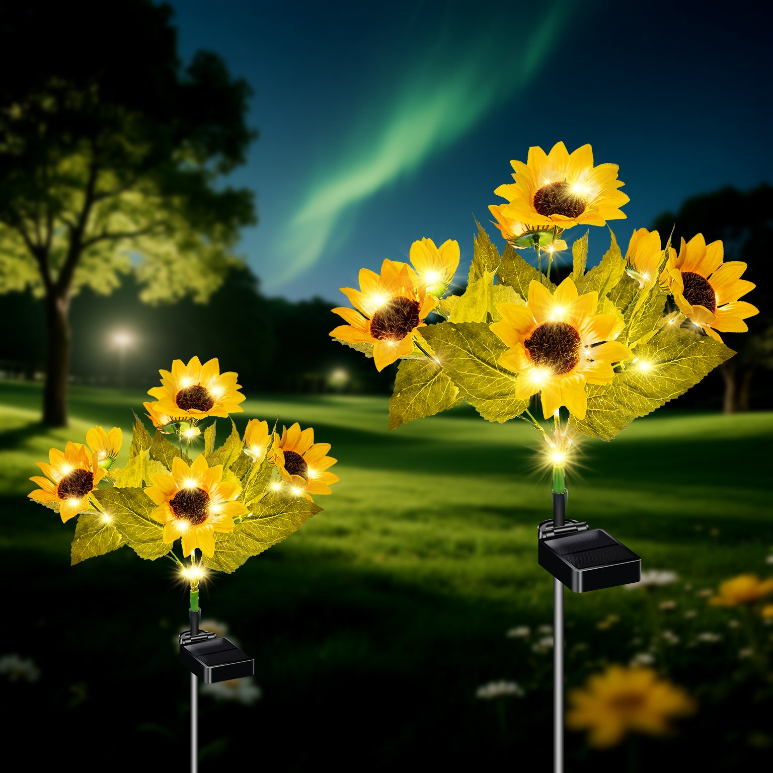 Vibrant Solar Sunflower Lights | Summer Sunshine Collection (Set of 4)
